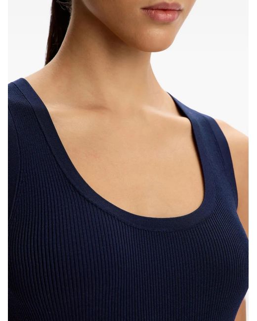 12 STOREEZ Blue Ribbed Tank Top