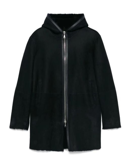 Tagliatore Black Shearling Coat for men