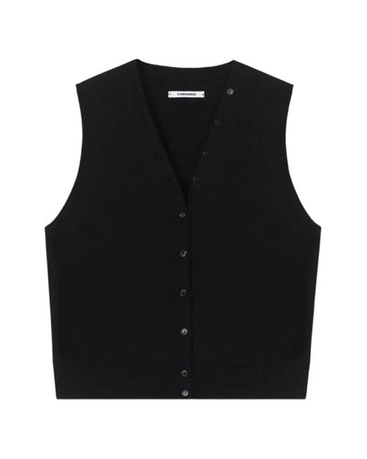 Cordera Black Button-Up Knitted Waistcoat