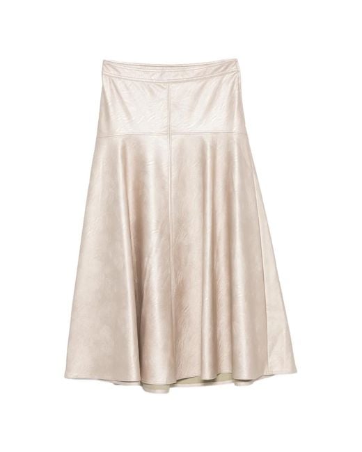 Forte_forte Natural Metallic-Effect Panelled Midi Skirt