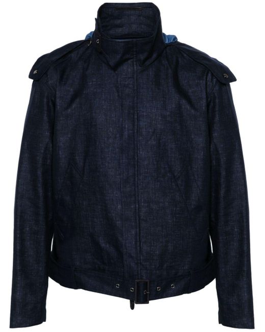 Giorgio Armani Blue Hooded Linen Jacket for men