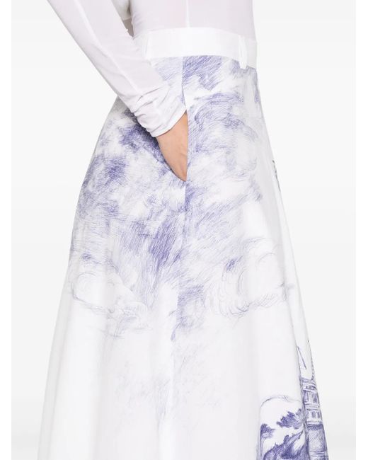 Moschino X Popeye And Oyl Maxi-Rok Met Print in het White