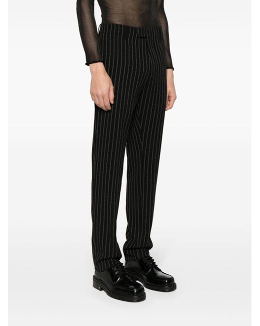 AMI Black Tailored Virgin Wool Trousers for men