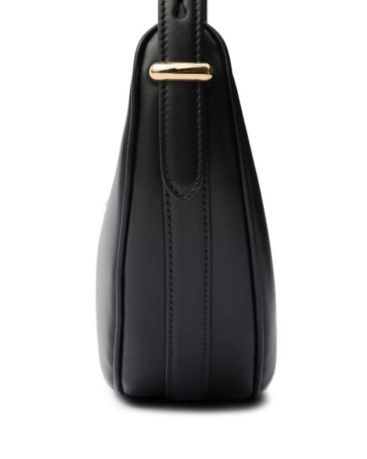 Prada Black Crescent-Shaped Leather Shoulder Bag