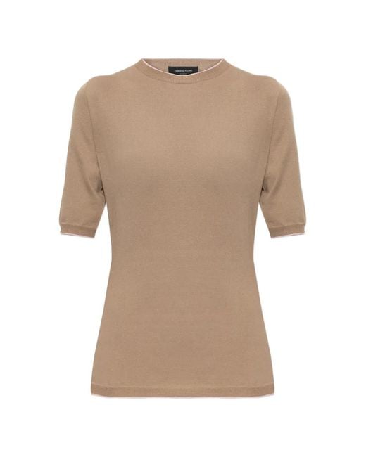 Fabiana Filippi Natural Ribbed Short-Sleeve Sweater