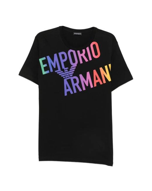 Emporio Armani Black Logo-Print T-Shirt for men