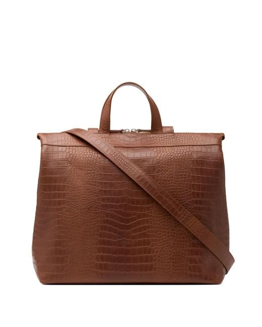 Marsèll Brown Borso Croc-Embossed Tote Bag