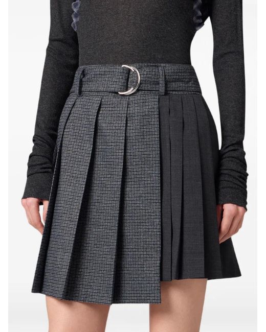 MSGM Gray Belted Pleated Mini Skirt