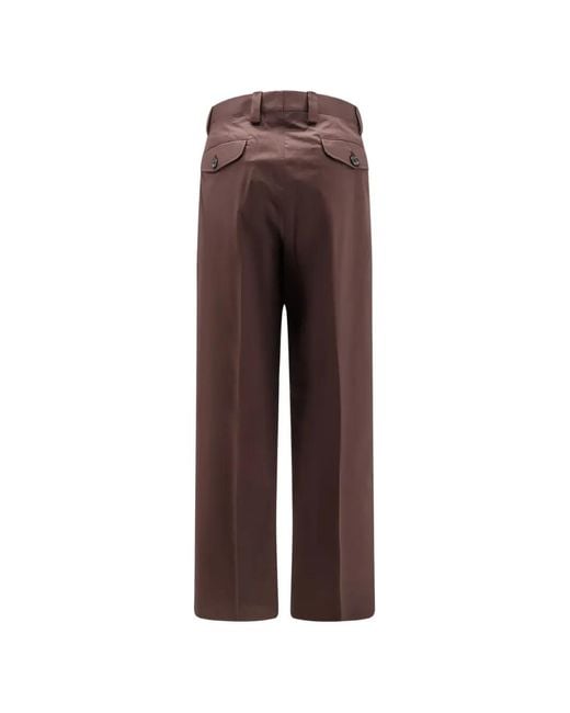 Laneus Brown Buttoned Trousers for men
