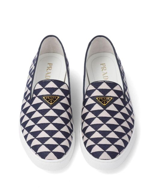 Prada White Symbole Triangle-logo Loafers for men