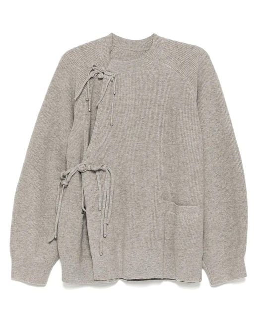 JNBY Gray Rounded-Collar Cardigan