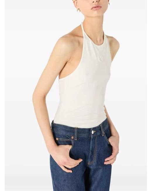 MARINE SERRE White Logo Cotton Tank Top