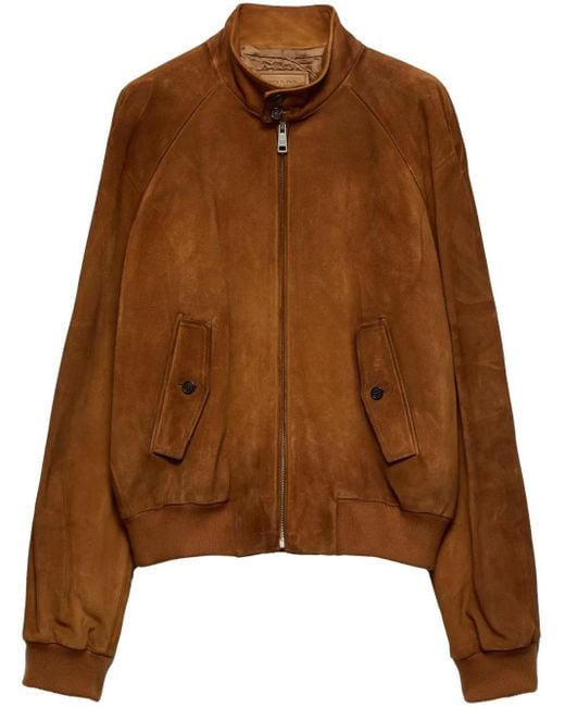 Prada Brown Suede Bomber Jacket for men