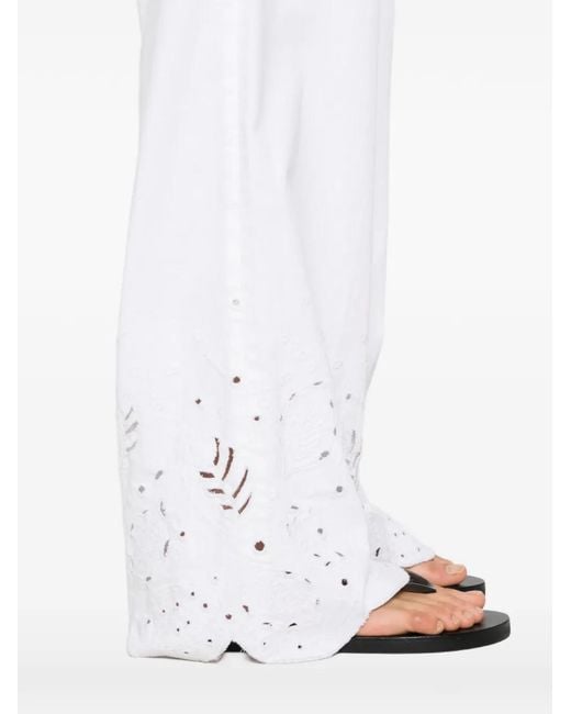 Marc Cain White Scalloped-Hem Straight Jeans