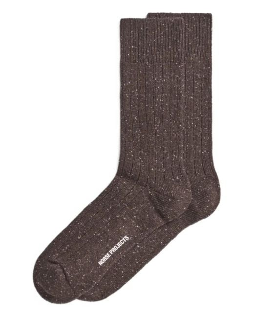 Norse Projects Brown Bjarki Speckled Socks for men