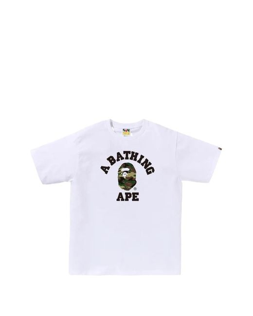 A Bathing Ape White Camo College T-Shirt for men