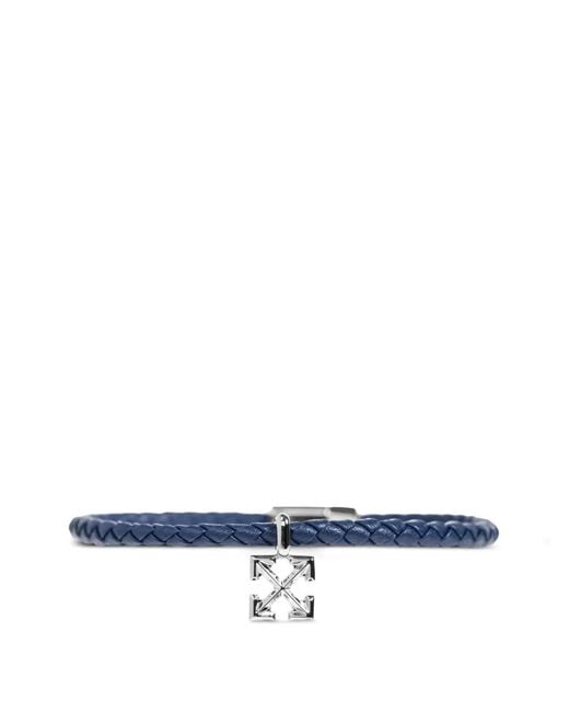 Off-White c/o Virgil Abloh White Arrows-Charm Braided-Leather Bracelet for men