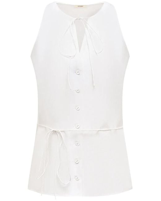 12 STOREEZ White Button-Up Belted Top