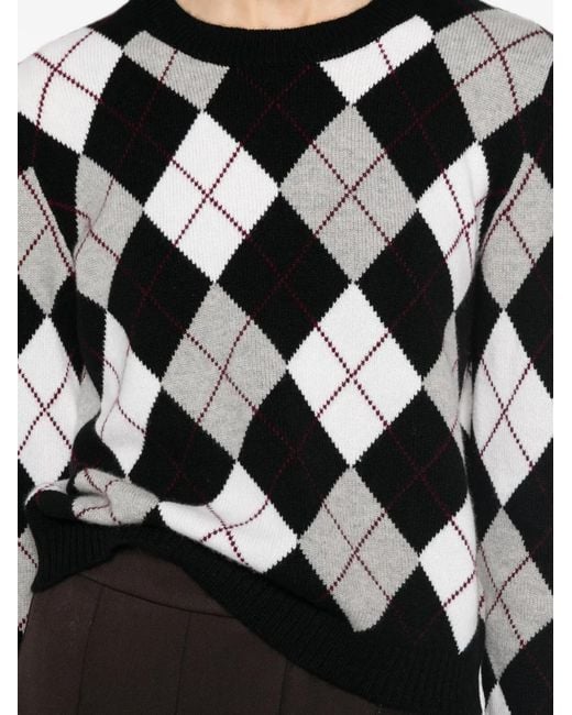 Lisa Yang Black Argyle-Knit Cashmere Sweater