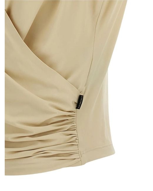 Goldbergh Natural Calipso Crossed Draping V-Neck Top