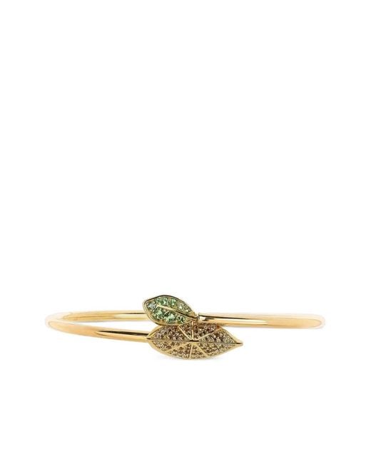 FULLORD Metallic Multi-Stone Leaf Bracelet