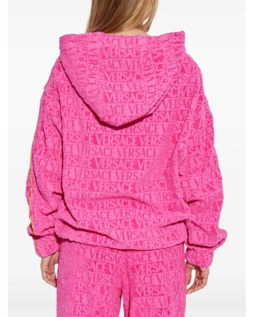 Versace Pink Logo-Jacquard Hoodie
