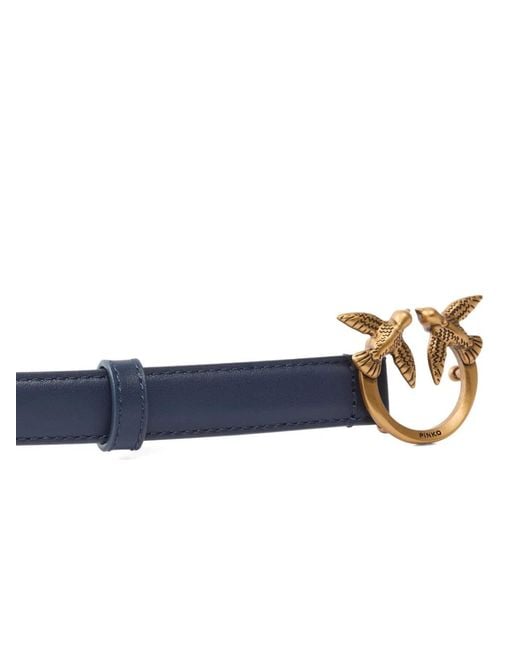 Pinko Blue Love Berry Buckle Leather Belt