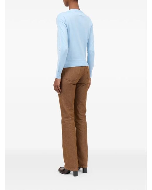 MM6 by Maison Margiela Blue V-Neck Buttoned Cardigan