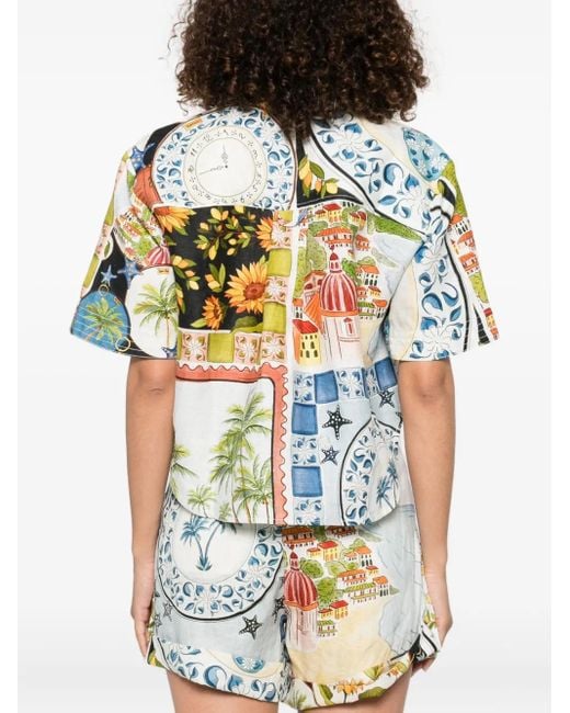 Farm Rio Metallic Latin Trip Scarves Shirt
