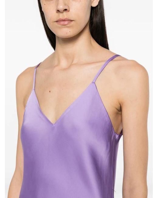 Norma Kamali Purple V-Neck Midi Dress
