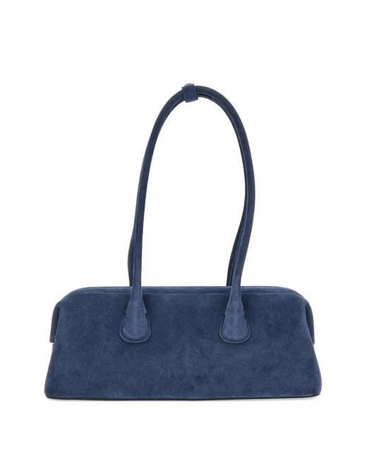 OSOI Blue Boat Wide Suede Shoulder Bag
