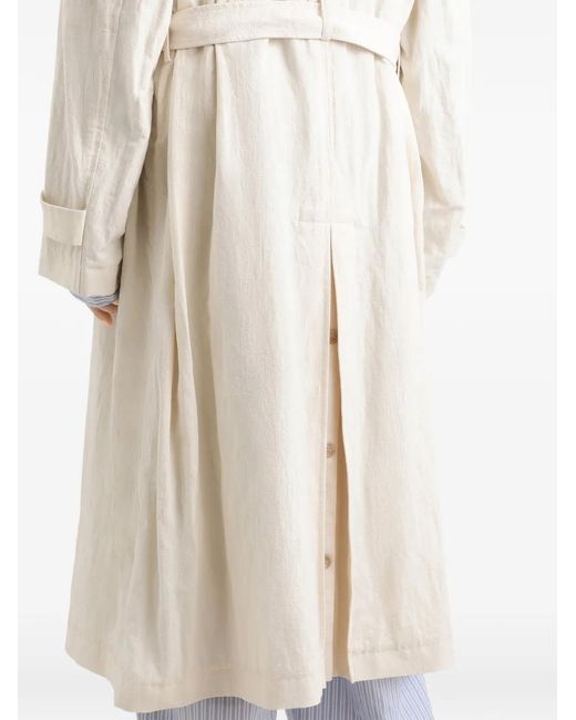 Dolce & Gabbana White Cotton-Linen Trench Coat With Buttons for men