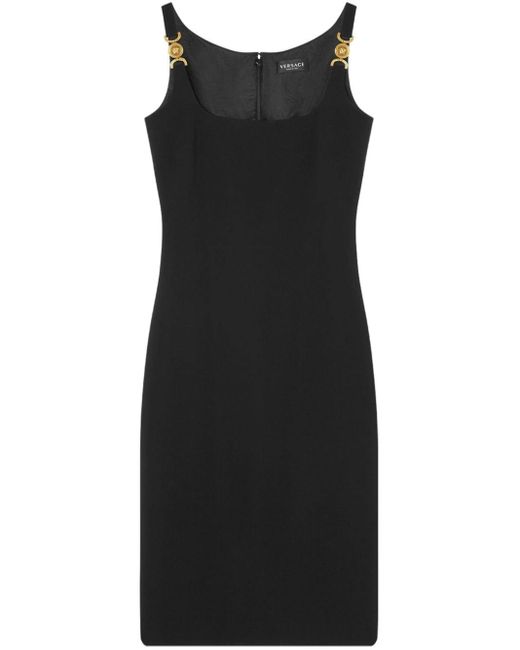 Versace Mouwloze Midi-jurk Met Medusa Plakkaat in het Black
