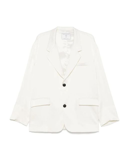 Societe Anonyme White Single-Breasted Blazer