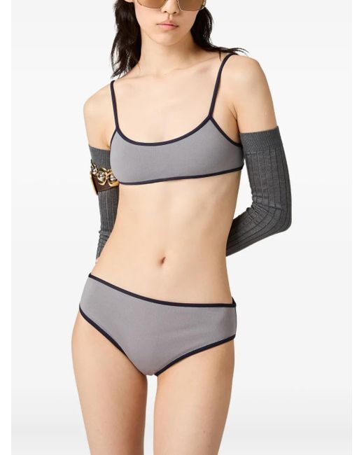 Miu Miu Gray Two-Tone Bikini Bottoms