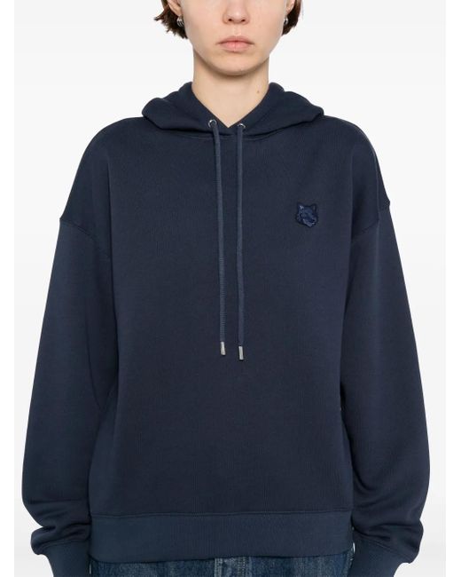 Felpa Bold Con Applicazione Fox Head di Maison Kitsuné in Blue