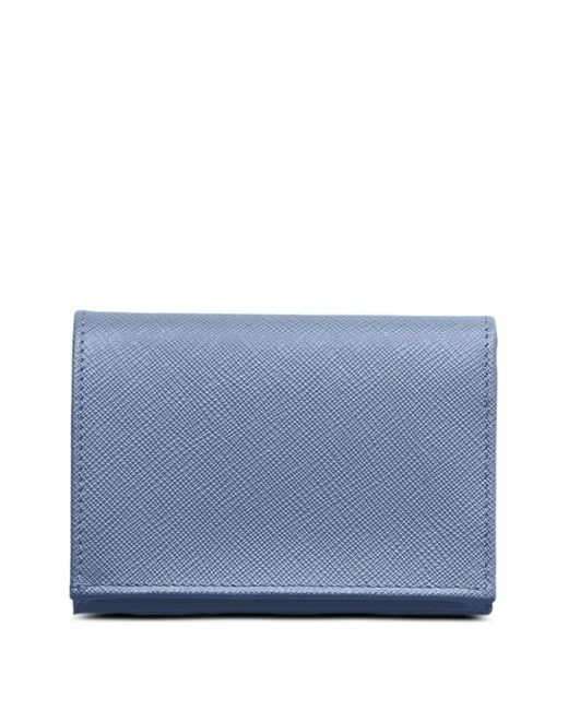 Prada Blue Triangle Logo Leather Wallet