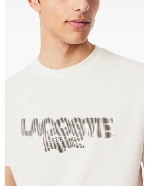 Lacoste White Logo-Print Crew-Neck T-Shirt for men