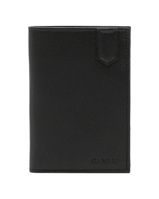 Canali Black Bi-Fold Leather Wallet for men
