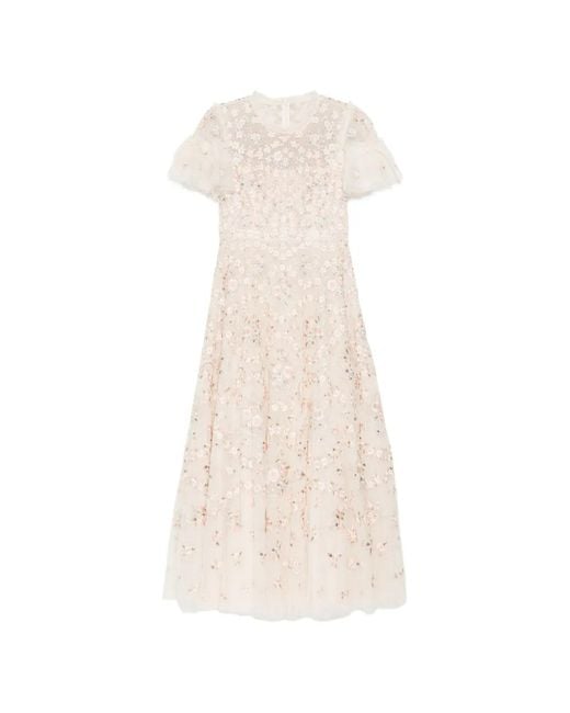 Needle & Thread White Floral Waltz Ankle Gown