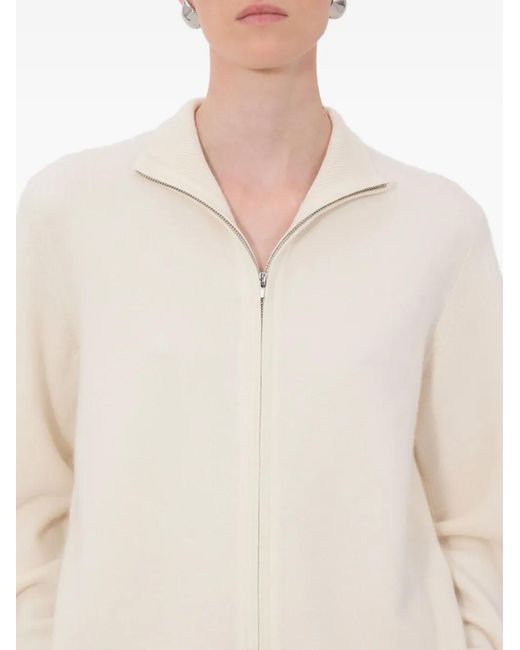 Loulou de Saison White Gabi Zipped Stand-Collar Cardigan