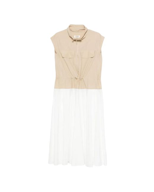 Psophia White Half-Zip Two-Tone Midi Dress