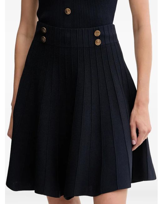 Guess Black Button-Detailed Pleated Skirt