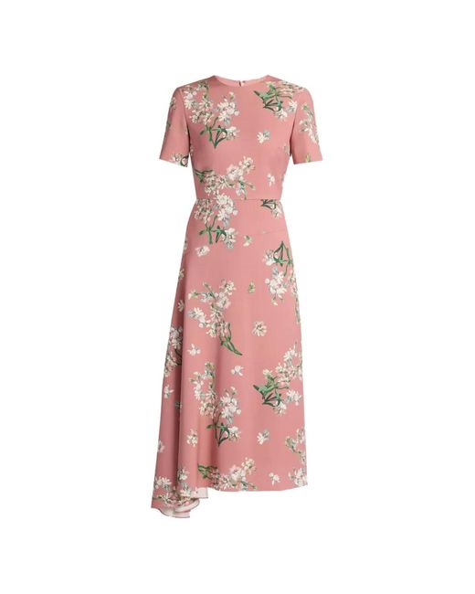 Erdem Pink Floral-Print Draped Dress