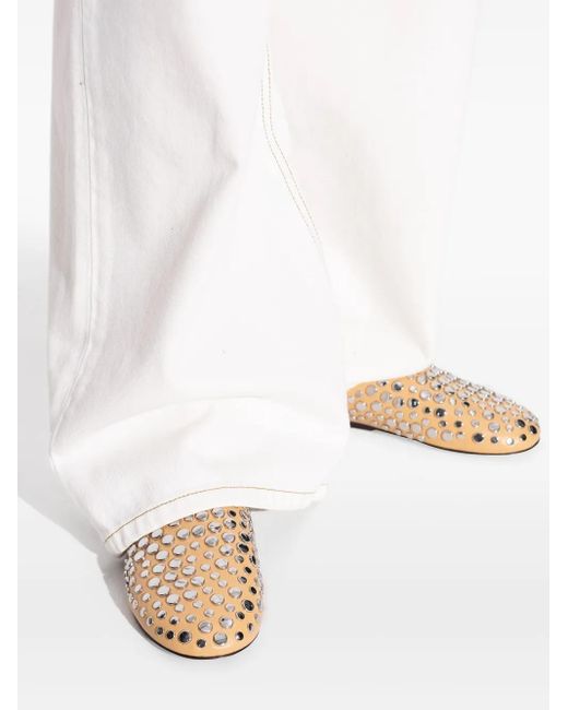 Tory Burch Metallic Leather Studded Flat Mules