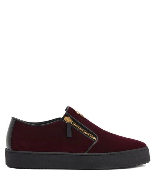 Giuseppe Zanotti Brown Gz-Kobe Signature-Detail Zipped Slip-Ons for men