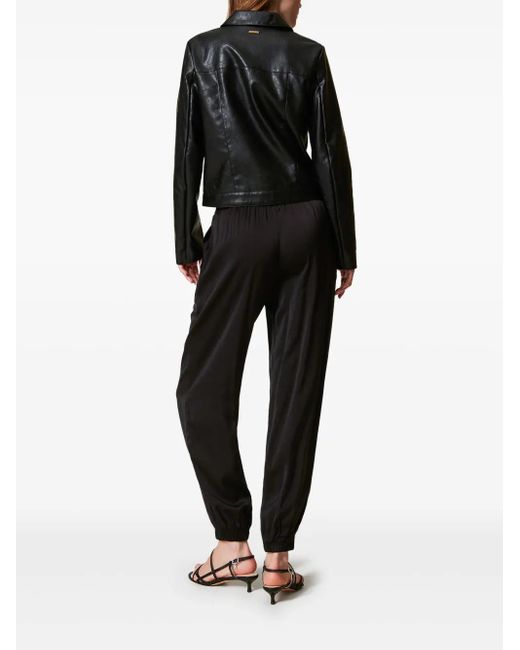 Twinset Black Drawstring-Waist Trousers