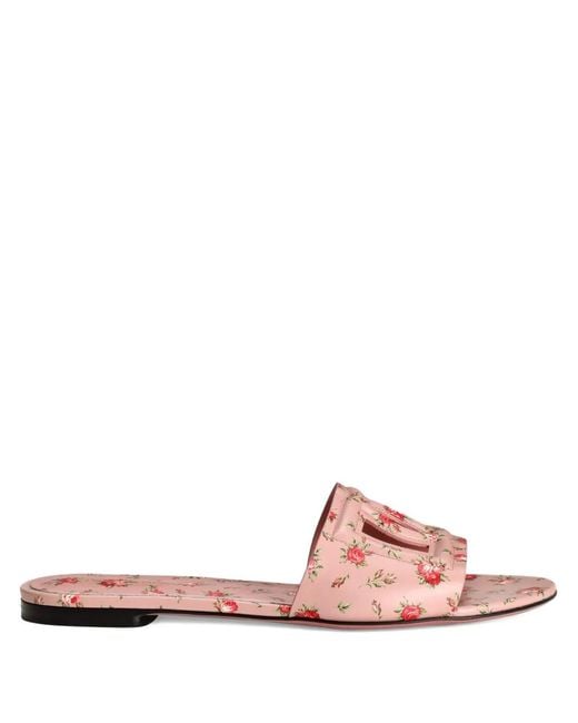Dolce & Gabbana Pink Floral-Detail Sandals