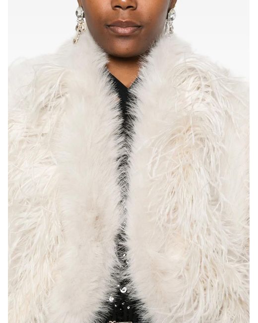 Elie Saab Natural Feather-Trimmed Jacket