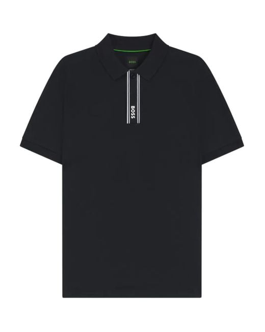 メンズ Boss フロントディテール ポロシャツ Black